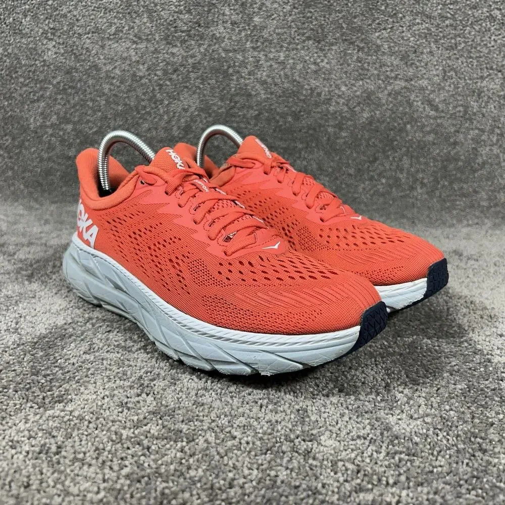 Hoka One One Clifton 7 1110509 HCWH Women’s Size 8.5 Coral White Running Shoes